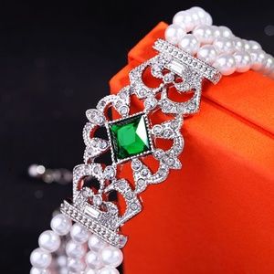 Multi Layer White Pearl Choker Statement Necklace